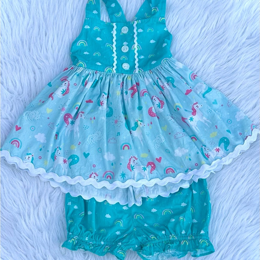 Teal Unicorn Kids Matching Set